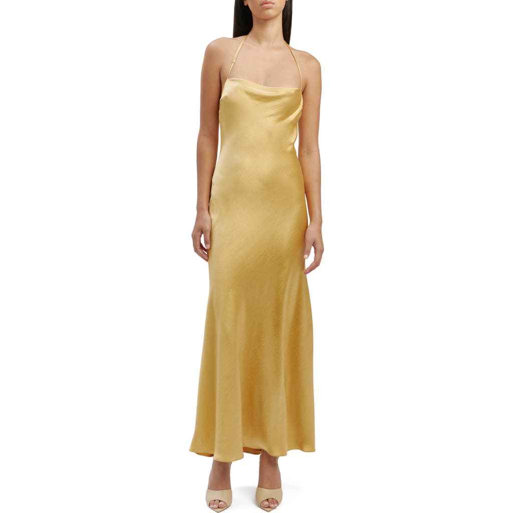 Bardot Carlen Halter Maxi Dress In Gold