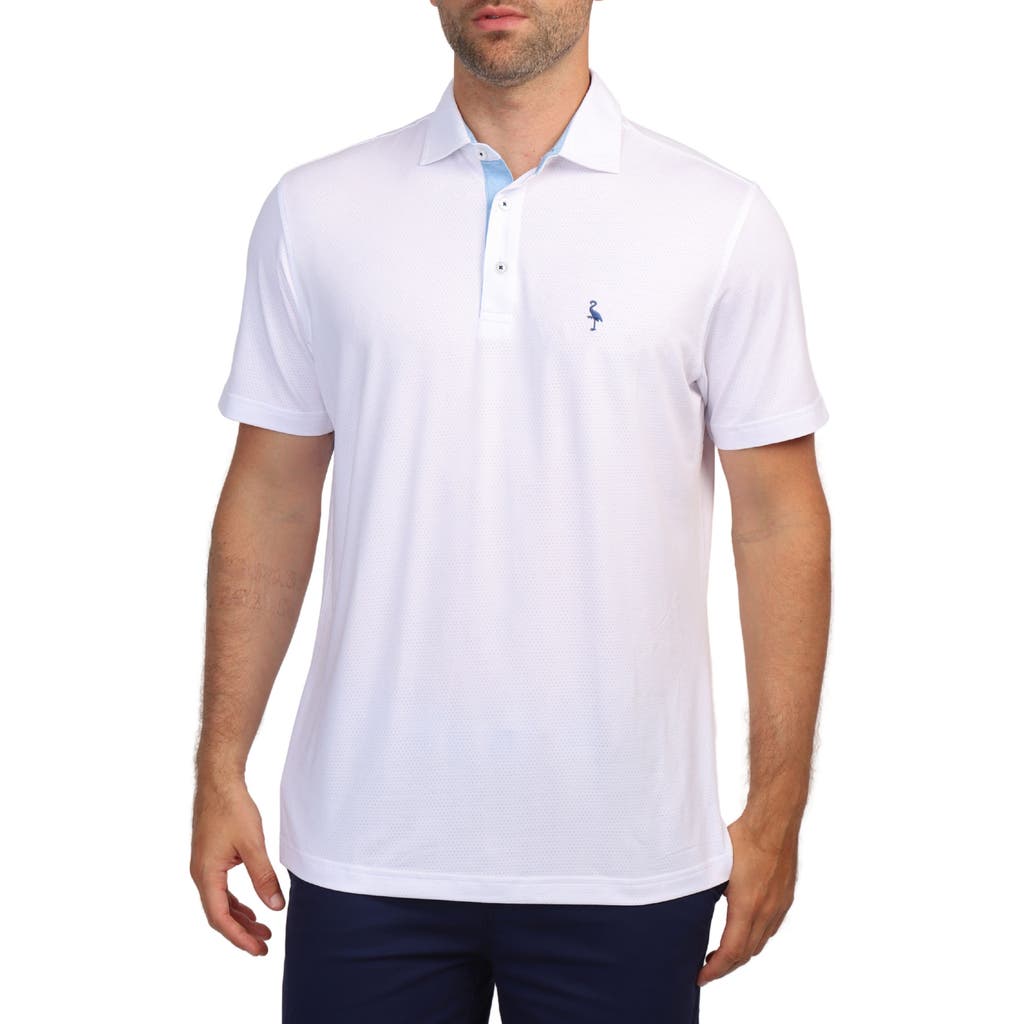 Tailorbyrd Melange Mesh Performance Polo Shirt In White