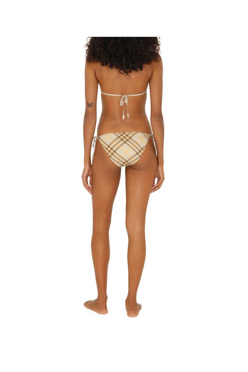 Shop Burberry Check Bikini Top In Wheat