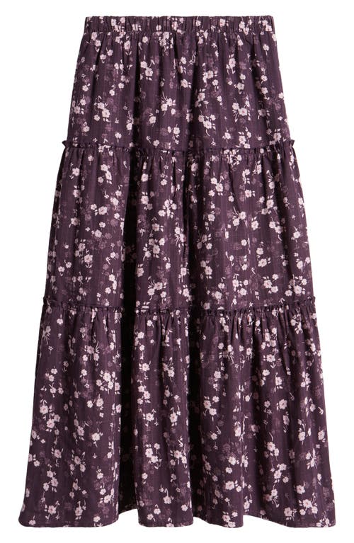 Shop Treasure & Bond Kids' Floral Print Tiered Skirt In Purple Plum Oh So Simple