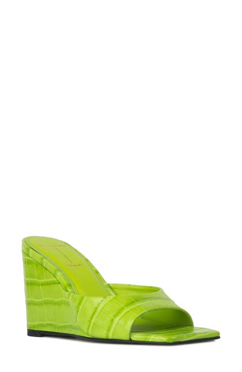 Paloma Wedge Sandal in Lime Green Croc