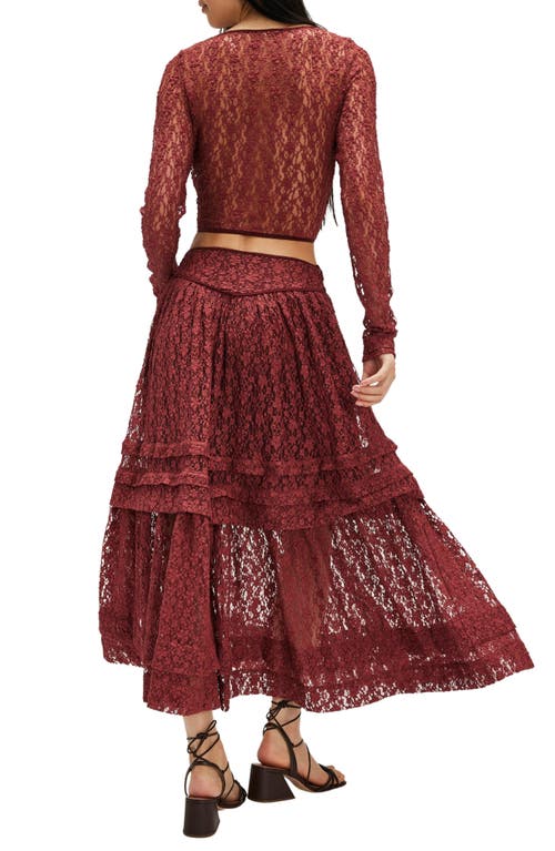 Shop Free People Arcana Lace Crop Top & Maxi Skirt Set In Marsala Combo