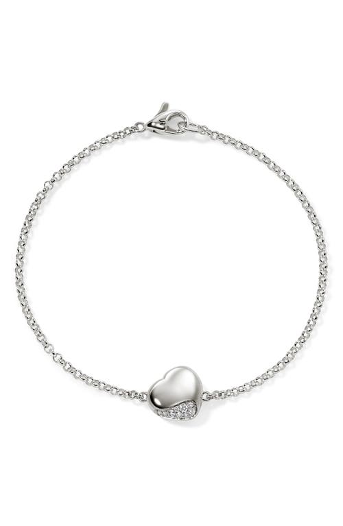 John Hardy Pebble Heart Pavé Diamond Bracelet in Silver at Nordstrom, Size Medium
