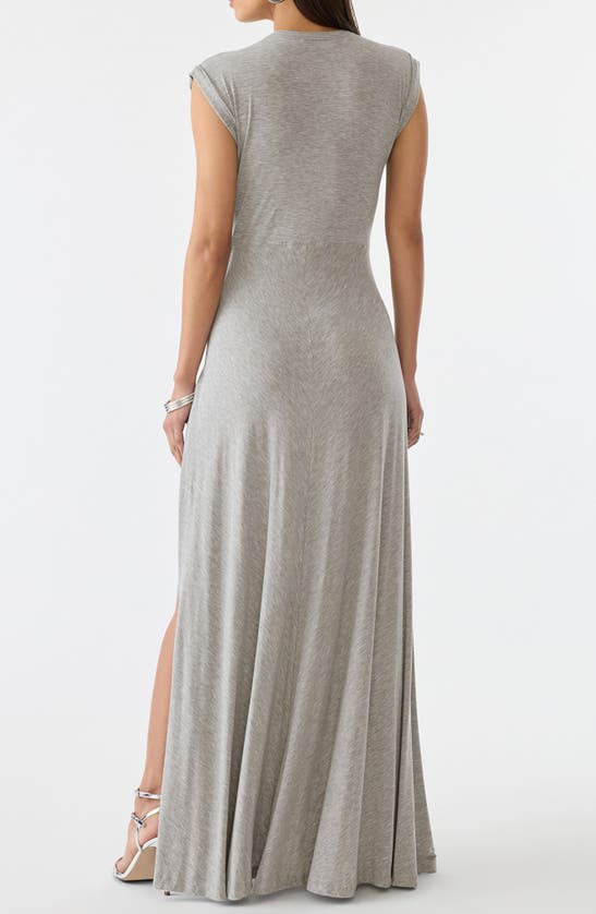 Shop Gstq Drawstring Ruched Maxi Dress In Grey Melange