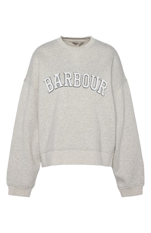 Shop Barbour Silverdale Bouclé Logo Cotton Graphic Sweatshirt In Cloud Marl