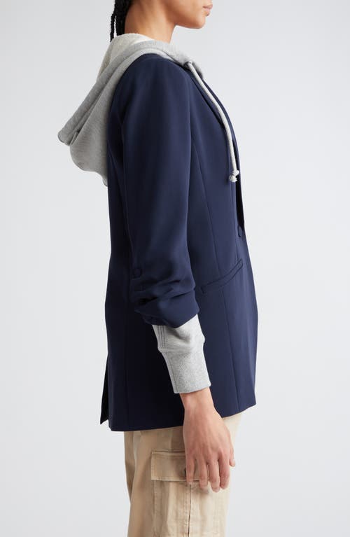 Shop Cinq À Sept Hooded Khloe Jacket In Navy/heather Grey