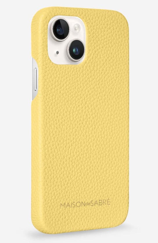 Shop Maison De Sabre Leather Phone Case In Sunshine Yellow