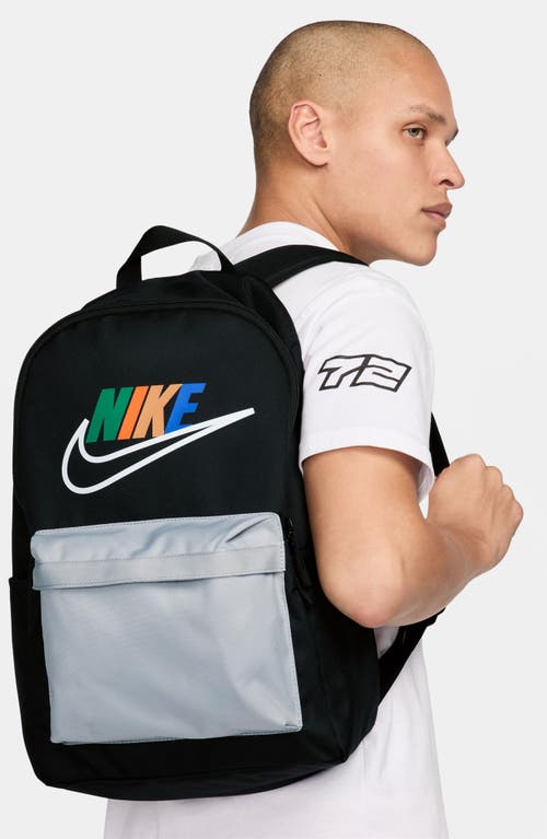 Shop Nike Kids' Heritage Core Backpack In Black/wolf Grey/white