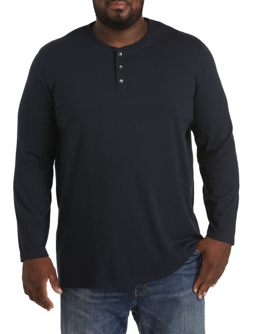 Shop Harbor Bay By Dxl Wicking Long-sleeve Henley Shirt In Navy