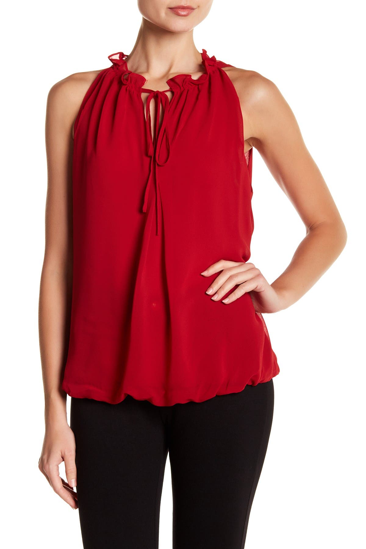 max studio bubble hem blouse