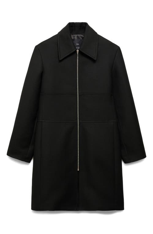 Shop Mango Straight Cut Coat In Black