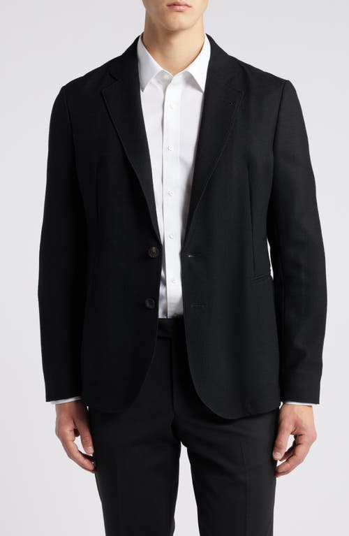 Shop Emporio Armani Textured Black Wool Sport Coat In Solid Black