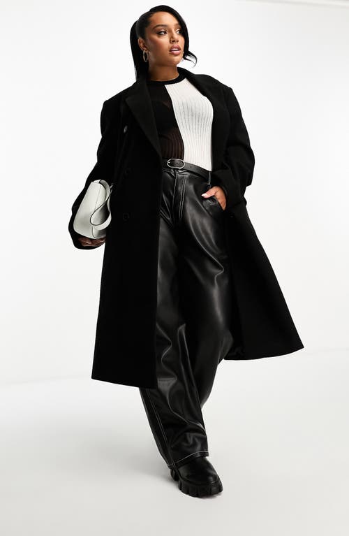 Curve Oversize Double Breasted Overcoat in Black