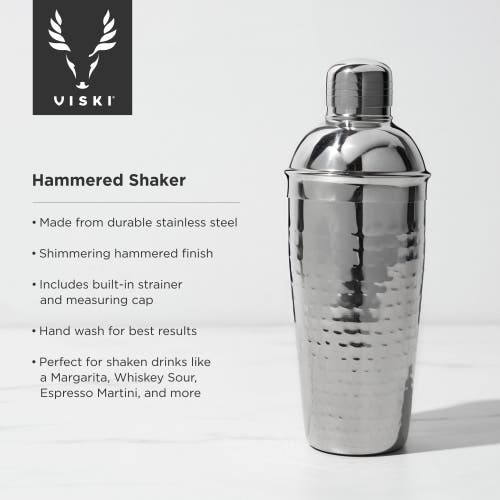 Viski Irving Hammered Cocktail Shaker In Silver