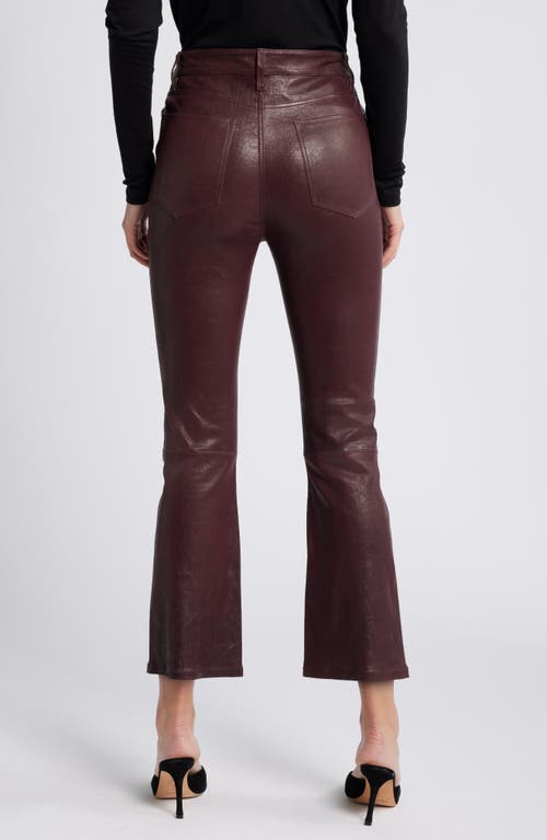 Frame Le Crop Mini Boot Cropped Leather Flared Pants In Wine