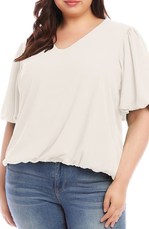 Puff Sleeve Crepe Top (Plus)