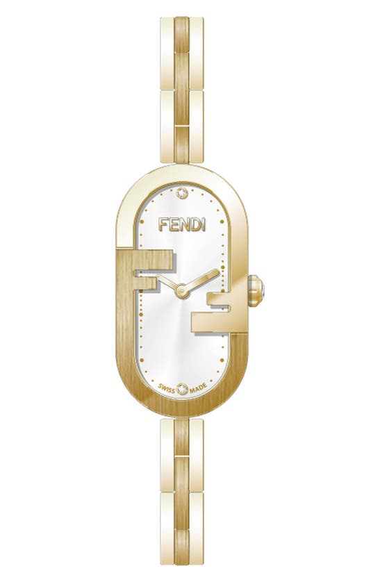 Fendi O'lock Swiss Quartz Diamond Bracelet Watch, 14.8mm X 28.3mm In Gold