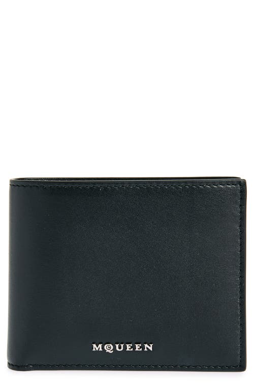 Shop Alexander Mcqueen Leather Bifold Wallet In Black/silver