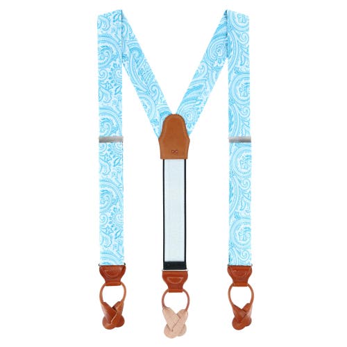 Trafalgar Sobee Paisley Brace Bow Tie & Pocket Square Set In Light Blue