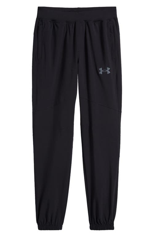 Under Armour Kids' Logo Woven Pants in Black/Black/Pitch Gray