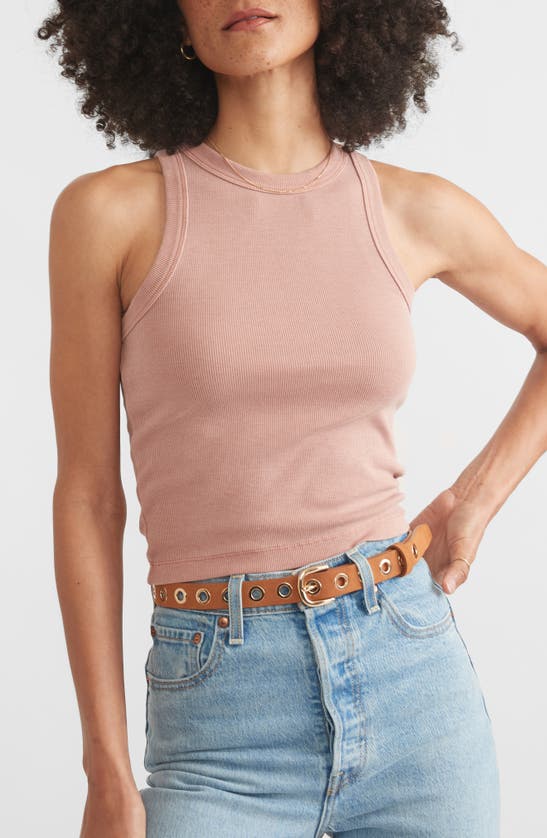 Shop Marine Layer Lexi Sun-in High Neck Crop Rib Tank In Rust