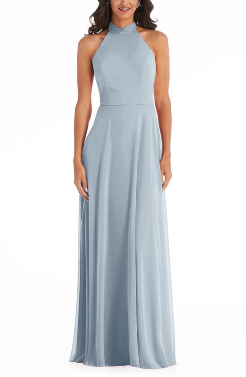 After Six Backless Halter Evening Gown in Mist