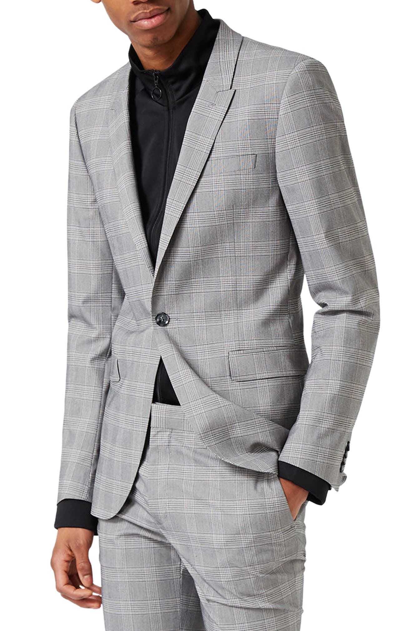 Topman Ultra Skinny Fit Check Suit Jacket Nordstrom