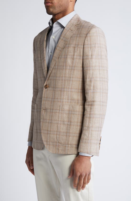 Shop Nordstrom Plaid Linen & Cotton Sport Coat In Tan Pisa Plaid