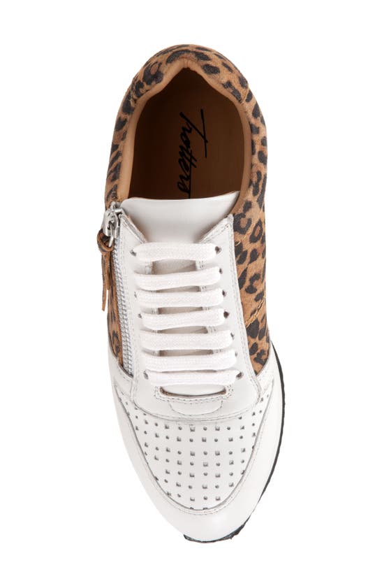 Shop Trotters Infinity Leather Sneaker In White Tan Cheetah