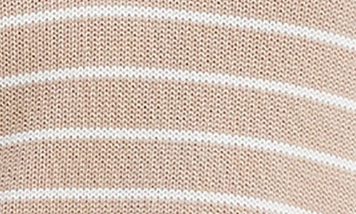 Shop Theory Waverly Stripe Cotton V-neck Crop Sweater In Light Camel/white