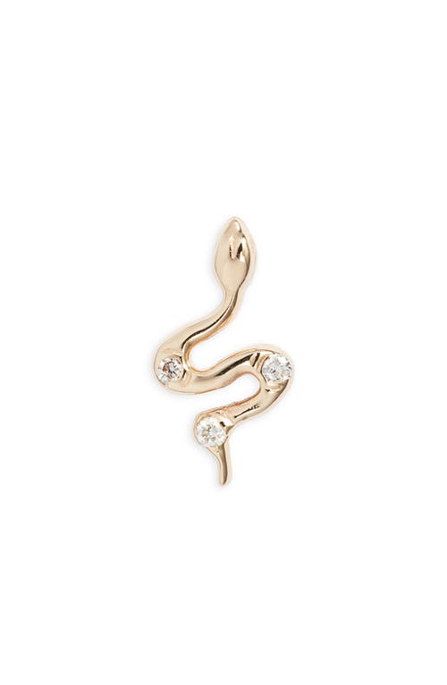 Shop Anzie Angie X Mel Soldera Single Snake Stud Earring In Yellow Gold/diamond