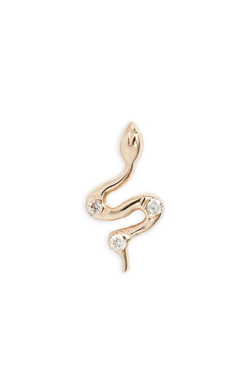 Shop Anzie X Mel Soldera Single Snake Stud Earring In Yellow Gold/diamond