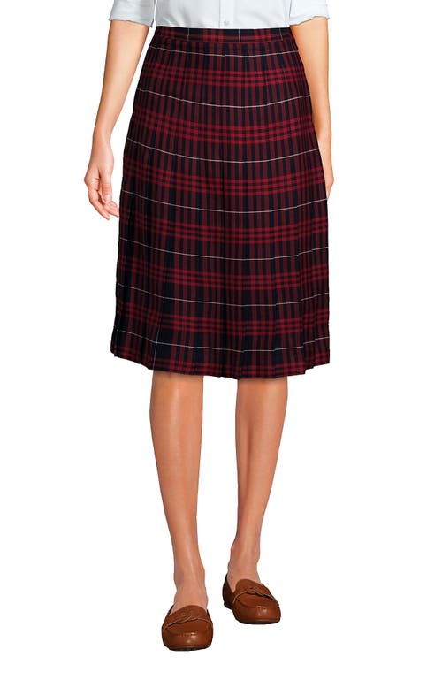 Lands' End School Uniform Plaid Pleated Skirt Below The Knee In Classic Navy Large Plaid