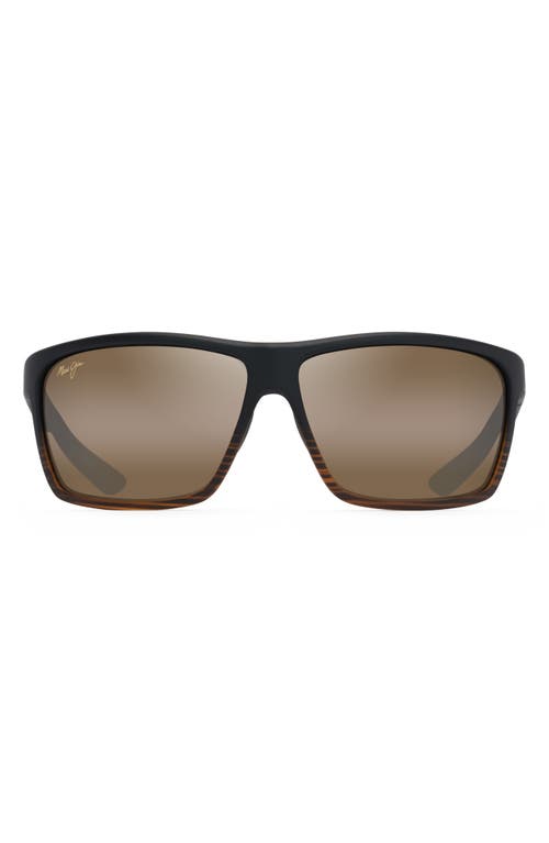 Maui Jim Alenuihaha 64mm Polarized Sport Sunglasses in Stripe Dark Brown/Bronze