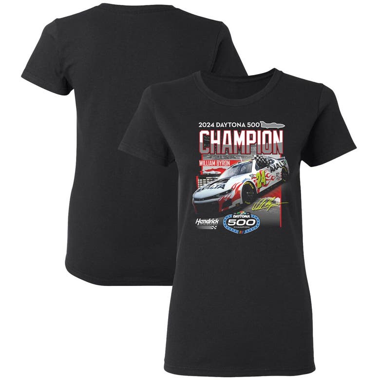 Hendrick Motorsports Team Collection Checkered Flag Sports  Black William Byron 2024 Daytona 500 Champion T-shirt