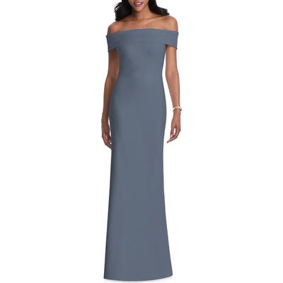 After Six Off The Shoulder Stretch Crepe Gown, Grey