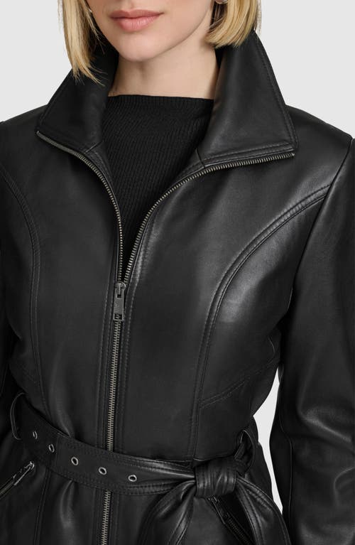 Andrew Marc Tatum Leather Coat In Black
