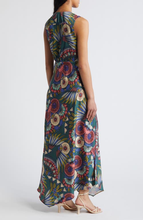 Shop Sam Edelman Feather Floral Satin Maxi Dress In Green Multi