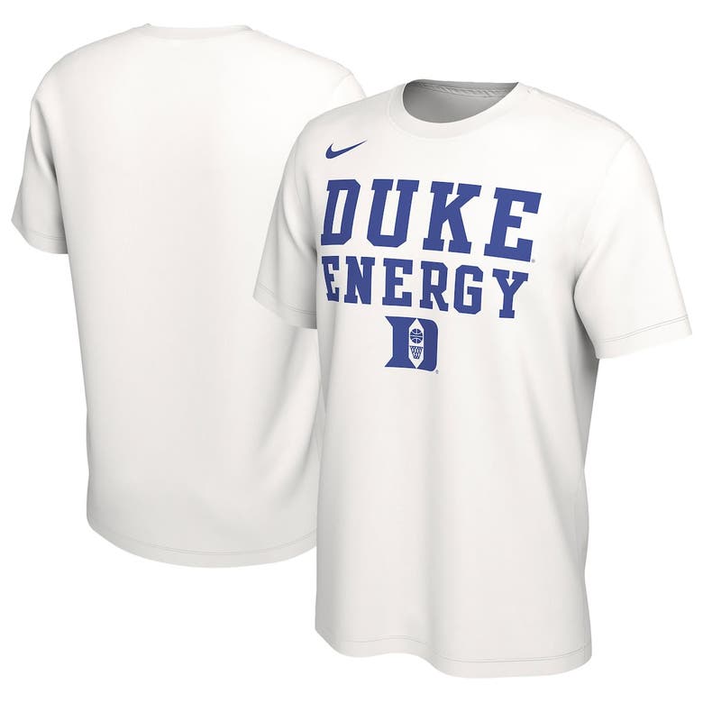 Shop Nike Unisex   White Duke Blue Devils 2024 On-court Bench Energy T-shirt