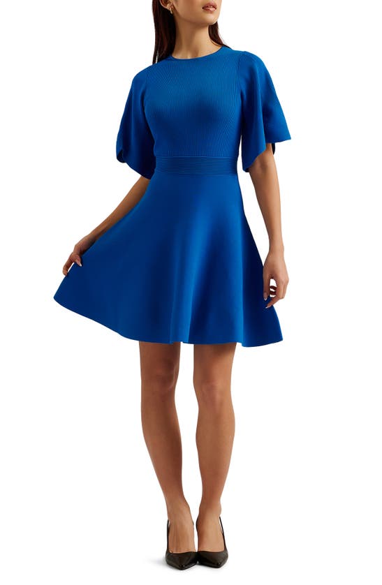 Shop Ted Baker Olivia Rib Fit & Flare Dress In Mid Blue