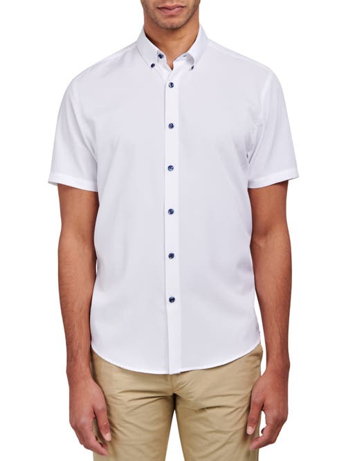 Shop Brooklyn Brigade Solid 4-way Stretch Performance Shirt In White