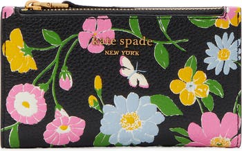 kate spade new york roulette floral embossed leather bifold wallet