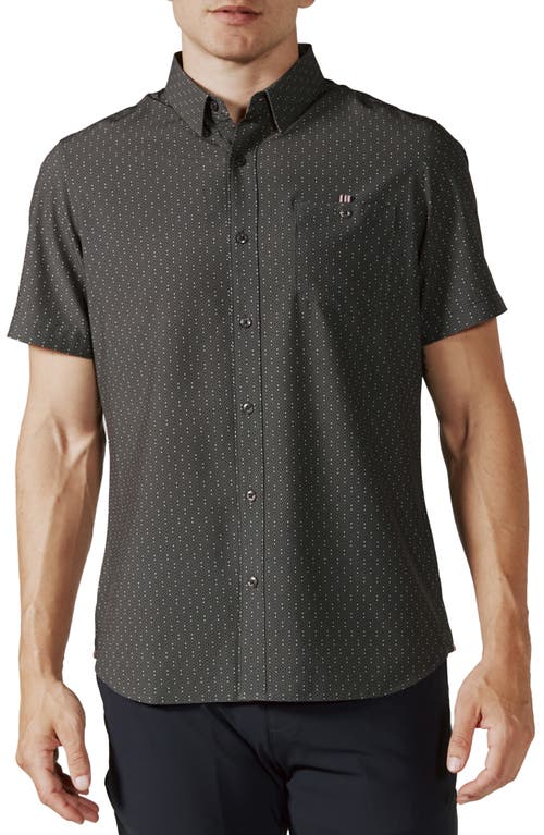 Shop 7 Diamonds Altea Short Sleeve Performance Button-up Shirt In Charcoal