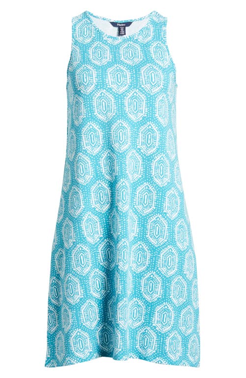 Bella Batik Print Stretch Cotton Blend Dress in Turquoise