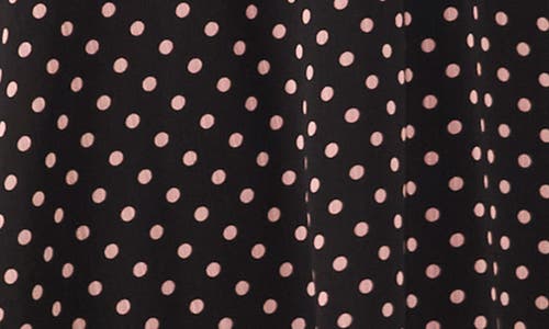 Shop Chaus Polka Dot Smock Waist Flutter Sleeve Midi Dress In Black/blush