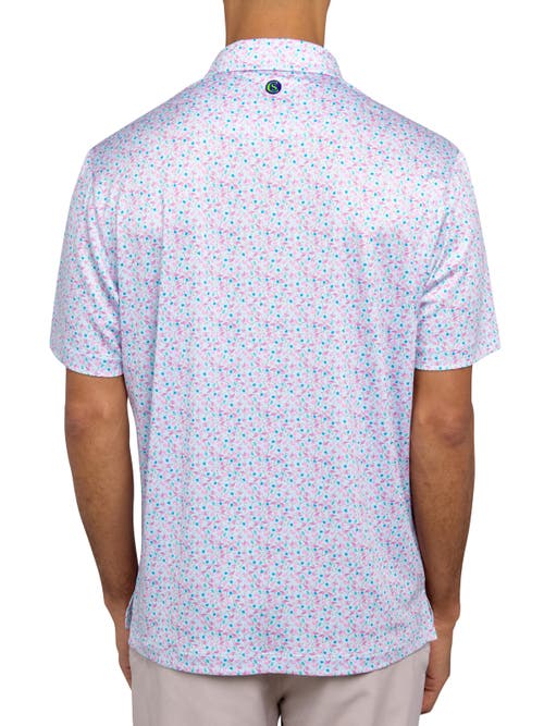 Shop Construct Con.struct Micro Flamingo Print Performance Golf Polo In Pink