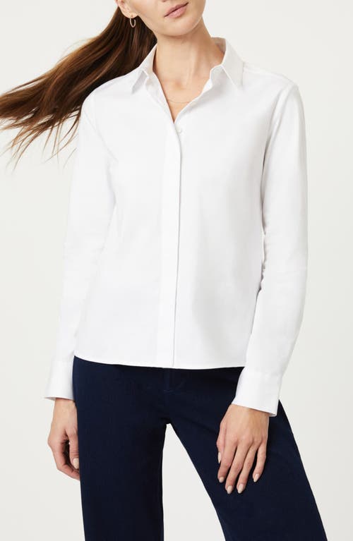 Hidden Placket Button-Up Shirt in White