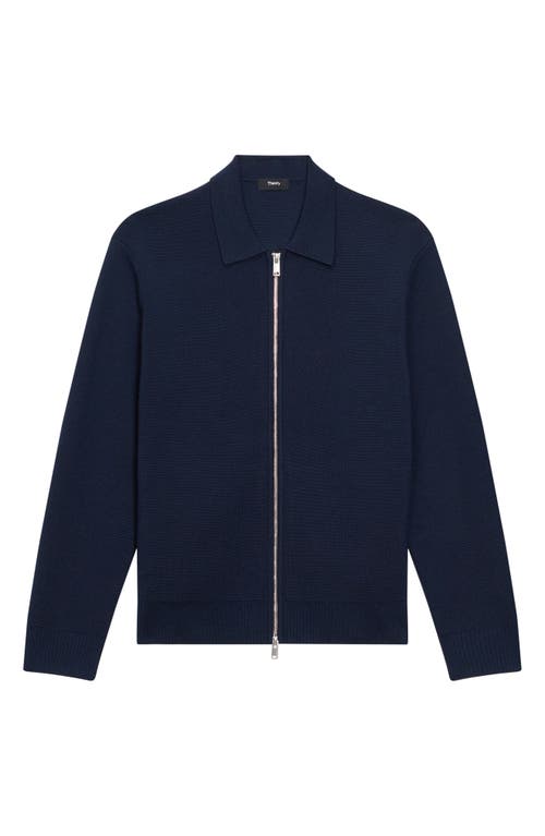 Shop Theory Cameron Merino Wool Zip Cardigan In Baltic