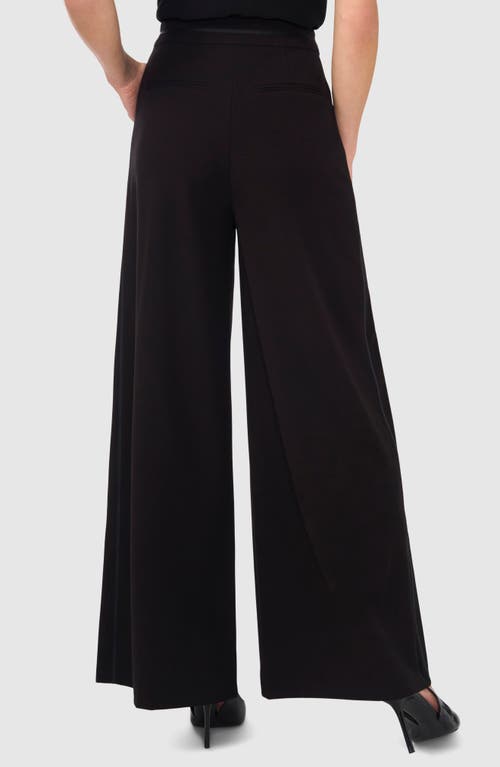 Shop Halogenr Halogen(r) Grosgrain Ribbon Trim Wide Leg Pants In Rich Black