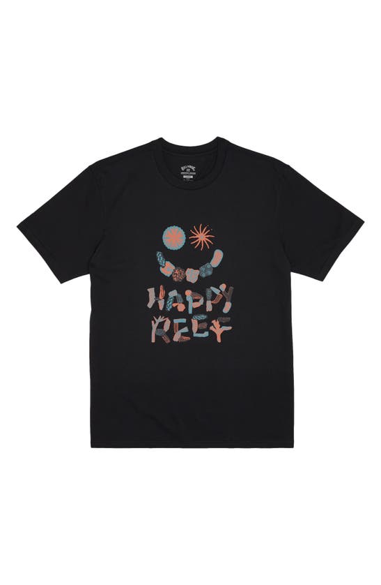 Shop Billabong Happy Reef Organic Cotton Graphic T-shirt In Washed Black